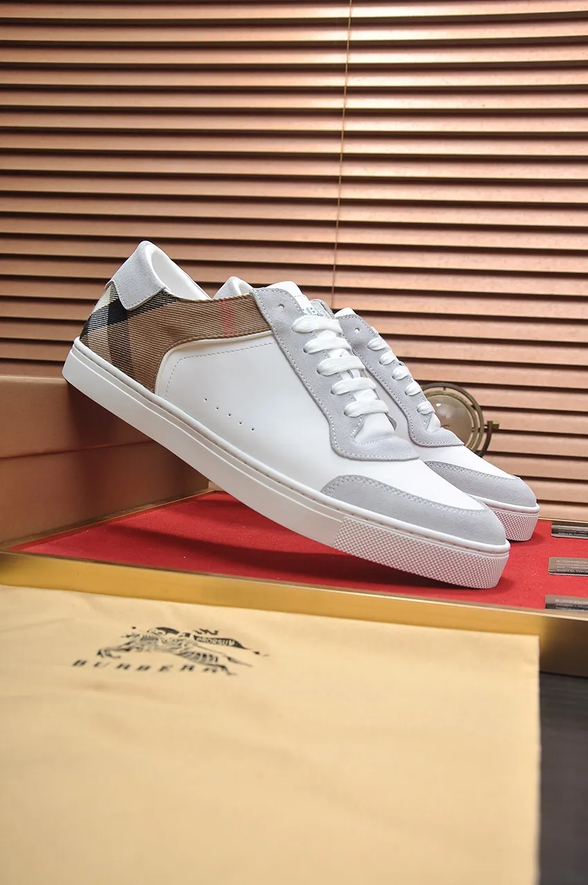 Men's shoes💰480💶[Burberry] (cowhide lining) classic low-top sneakers｜Imported cowhide with classic plaid fabric｜Cow leather lining｜Original outsole｜Fine workmanship and comfortable to wear Size: 38-44 (customized at 45)